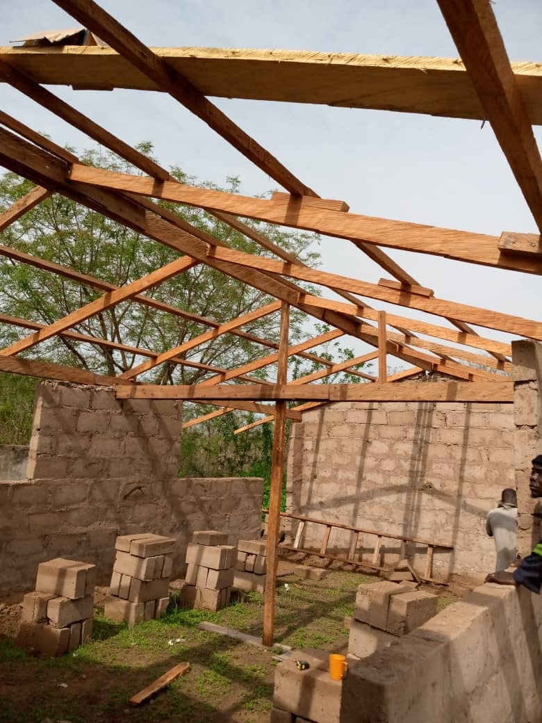 The completed roof frame.