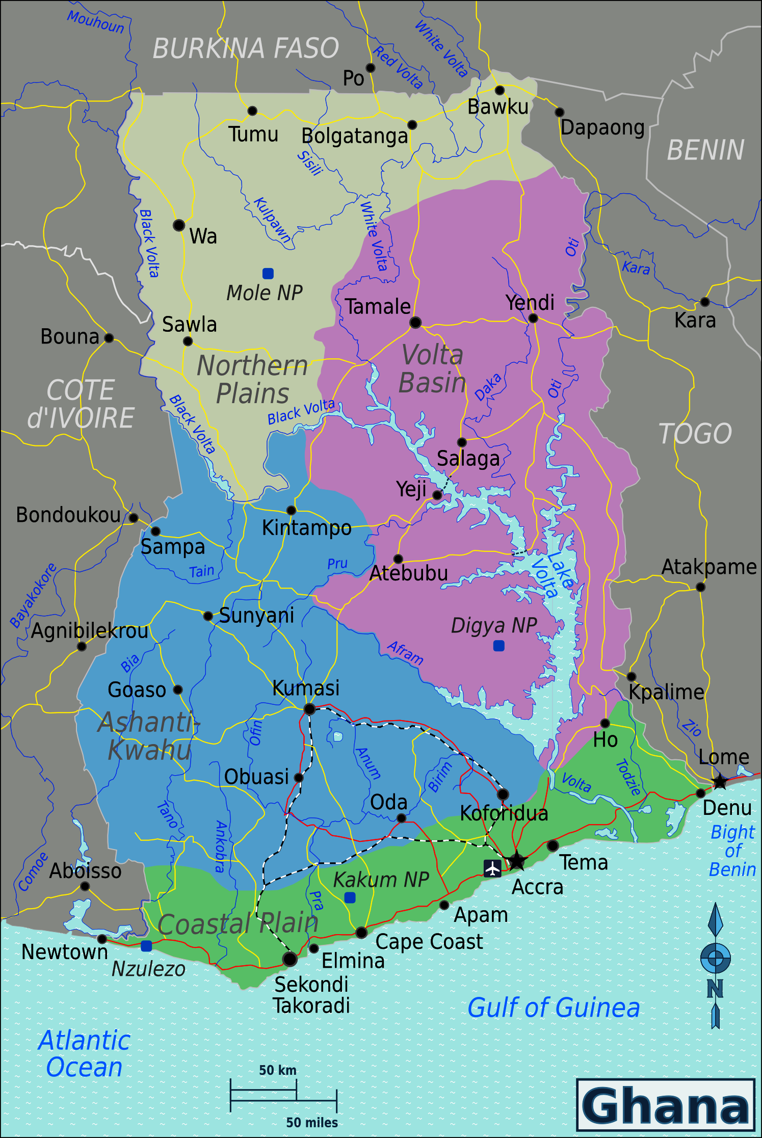Map of Ghana's regions.